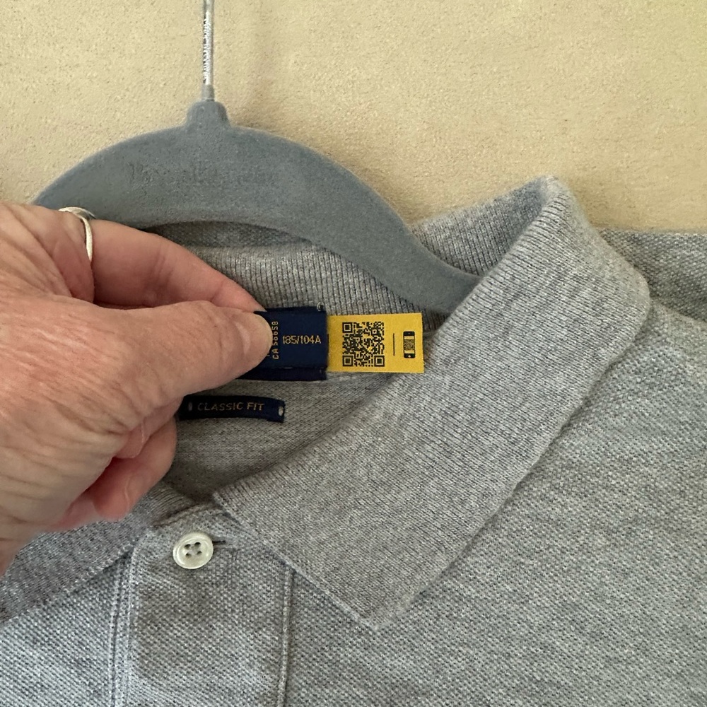 Polo Ralph Lauren‎ Iconic Mesh Polo Shirt Mens XL TG, 100% Cotton, Gray - Picture 6 of 9